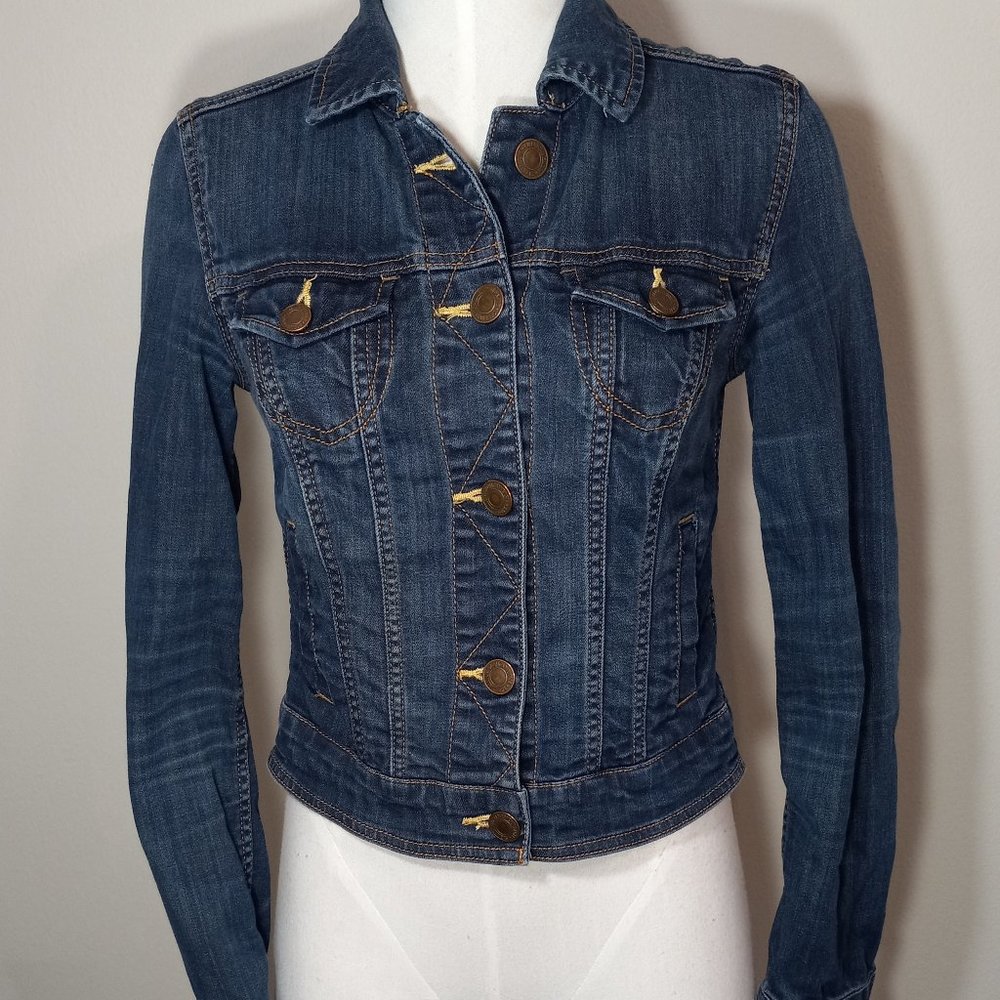 American Eagle Blue Denim Jacket button up women's XS pockets